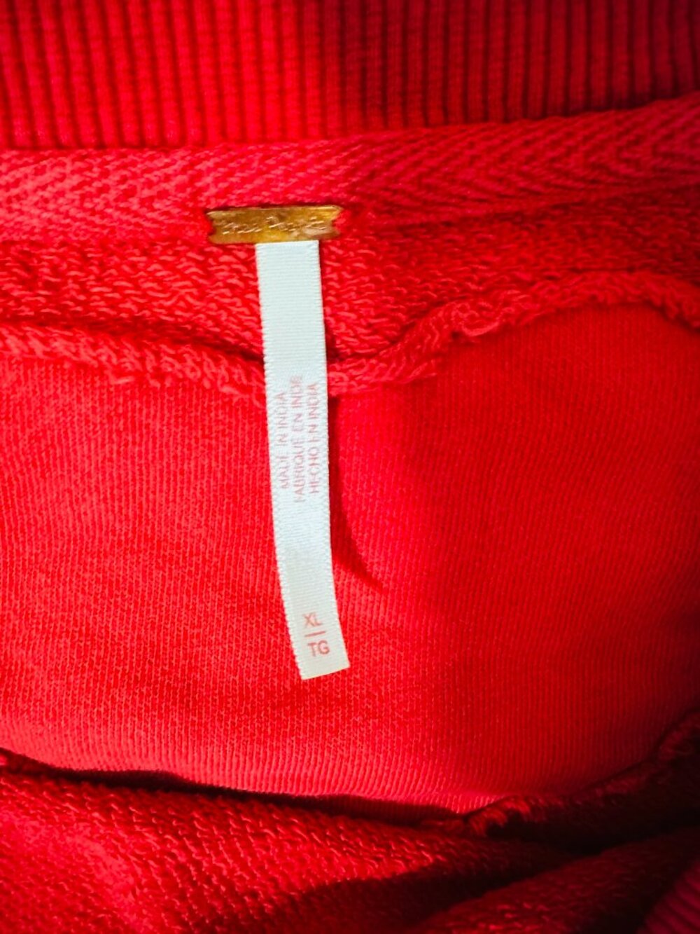 Free People Red Bubble Sleeve Oversized Sweatshirt XL - Picture 4 of 4